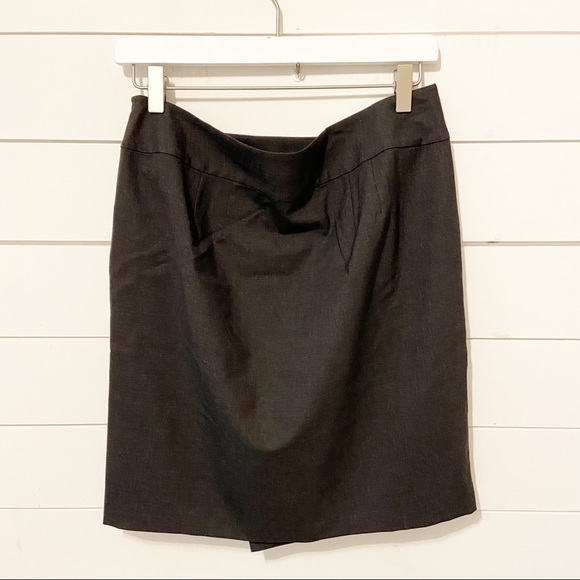 Ann Taylor | Dark Grey Side Front Pleat Wool Skirt - Picture 2 of 9